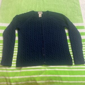 LL Bean Cable-knit Button-up Cardigan Sweater